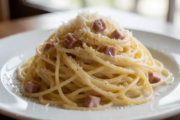 Špagety Carbonara se sýrem Parmigiano